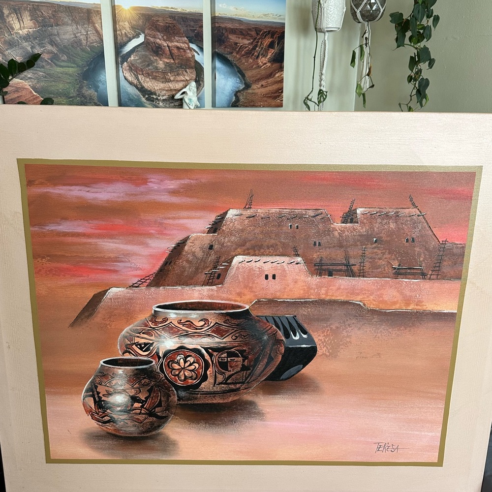 Aztec pottery oil  painting - or best offer